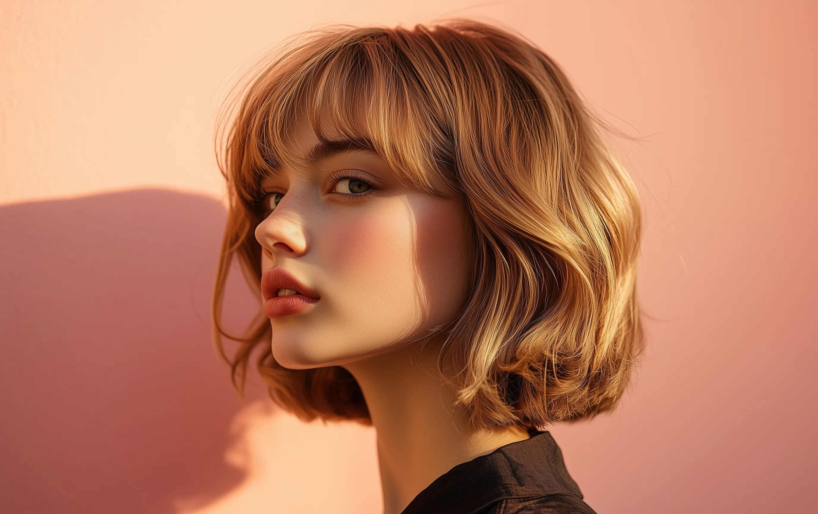 Modern asymmetric textured bob — hair trend editorial