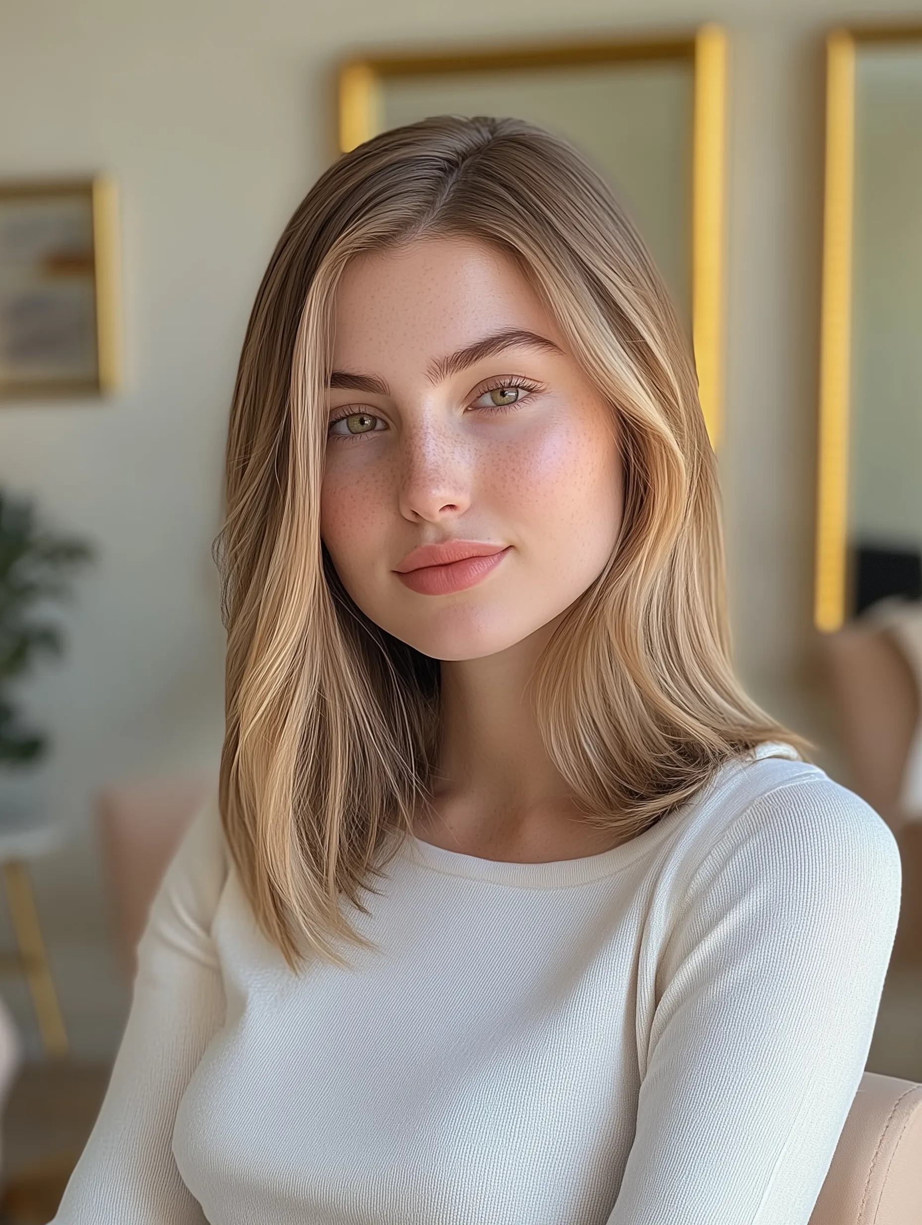 Before: heavily highlighted blonde hair with visible banding